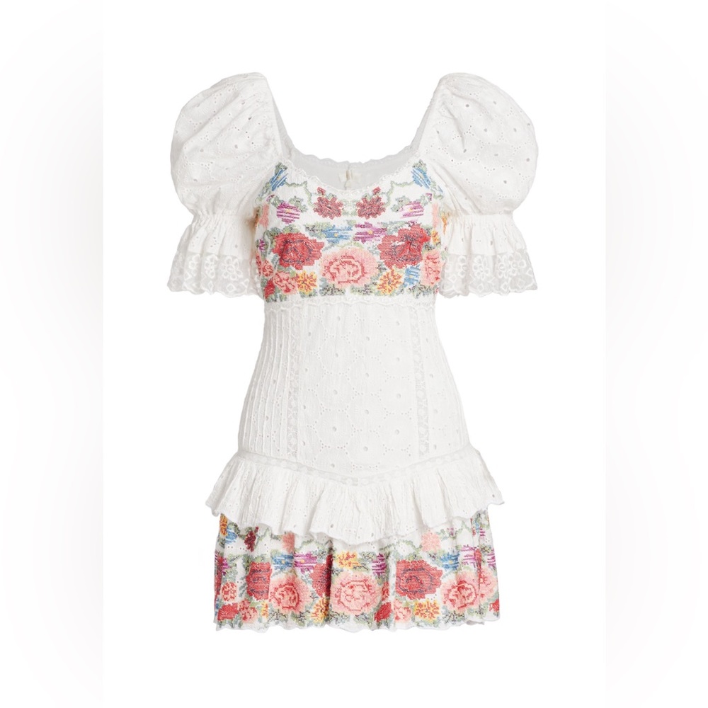 Loveshackfancy Floral Embroidered Cotton Mini Dress